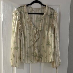 River Island Cream Floral Stripe Blouse
